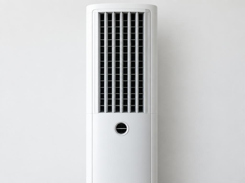 Floor-standing air conditioner next to a window