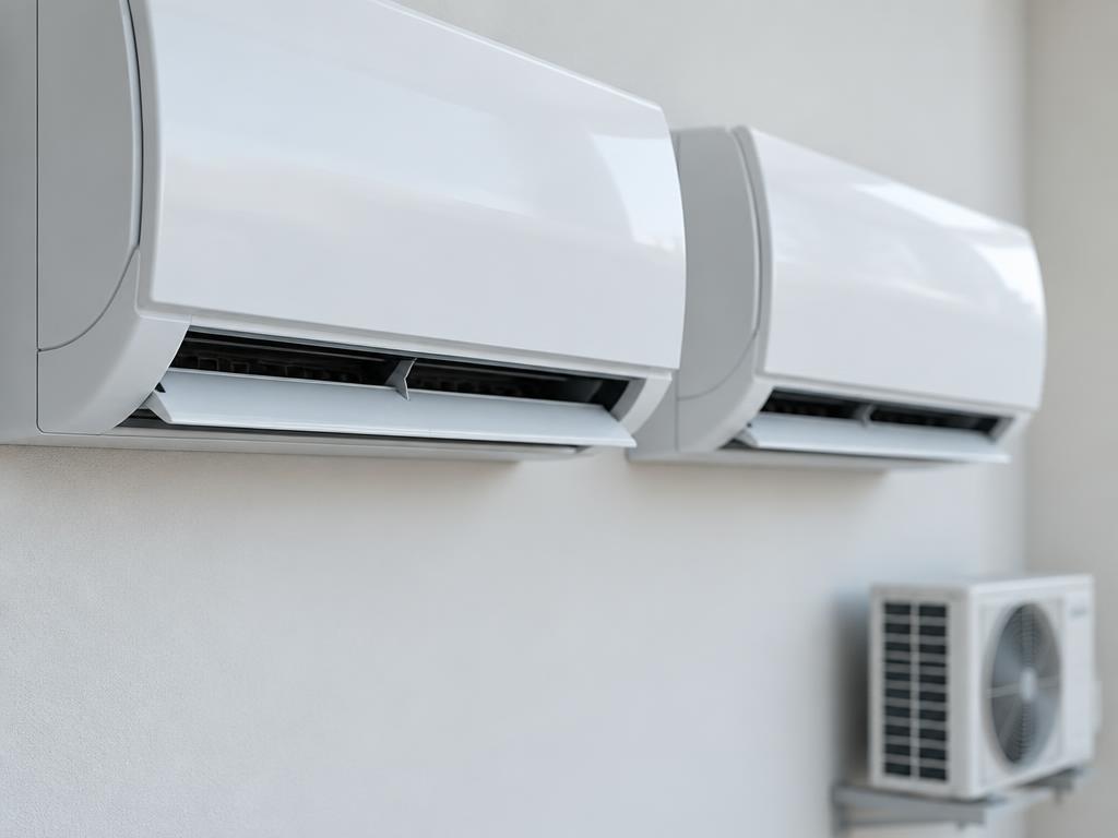 Multiple indoor AC units and one outdoor unit in a villa
